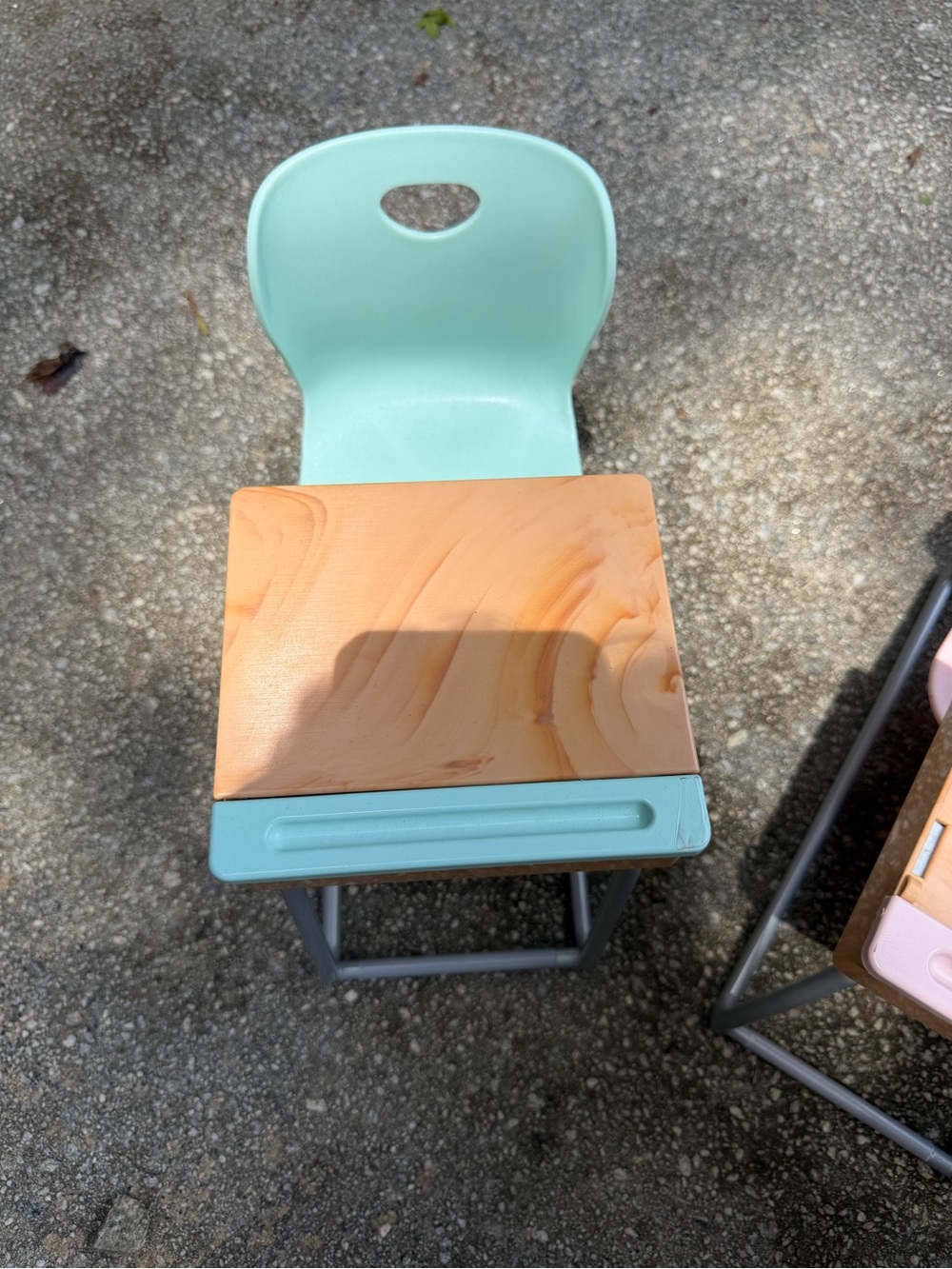 Kids Toy School Desk and Chair Set - Mint Green and Wood